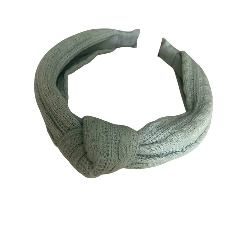 Anthropologie Leah Sweater Weather cable knit Robyn’s egg blue knot headband